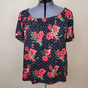 Vibe Sportswear Red Floral on Black Convertible Top Size 3X (3733)